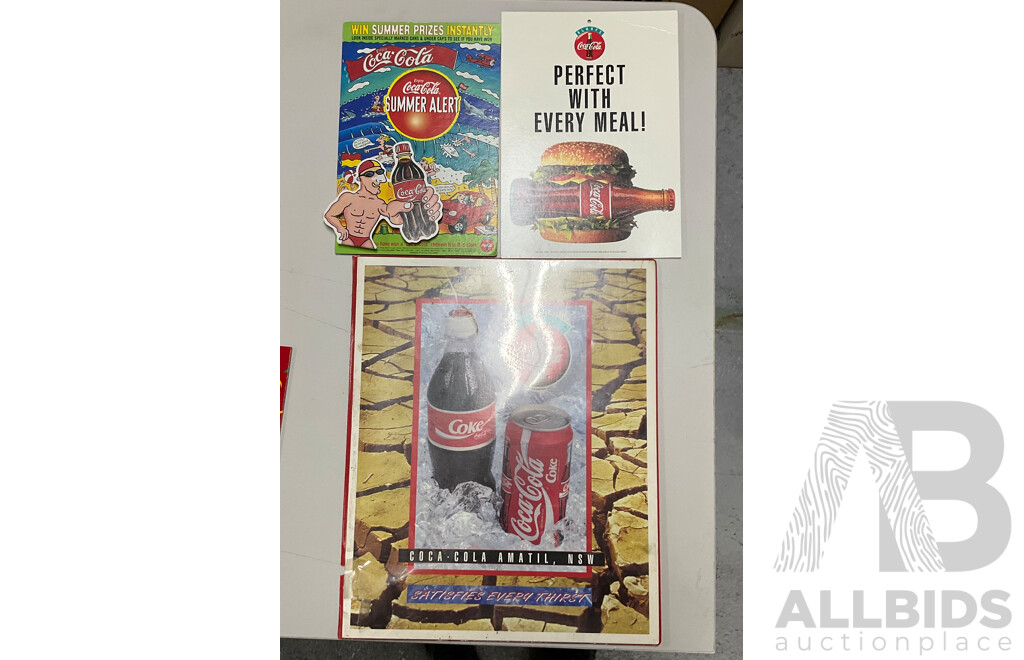 Collection of 1990's Coca Cola Retail/Promotion Signs Including Always Coca Cola, Vanilla Coke, Atlanta Olympics and More