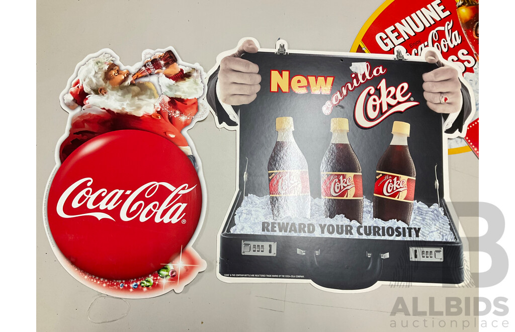 Collection of 1990's Coca Cola Retail/Promotion Signs Including Always Coca Cola, Vanilla Coke, Atlanta Olympics and More