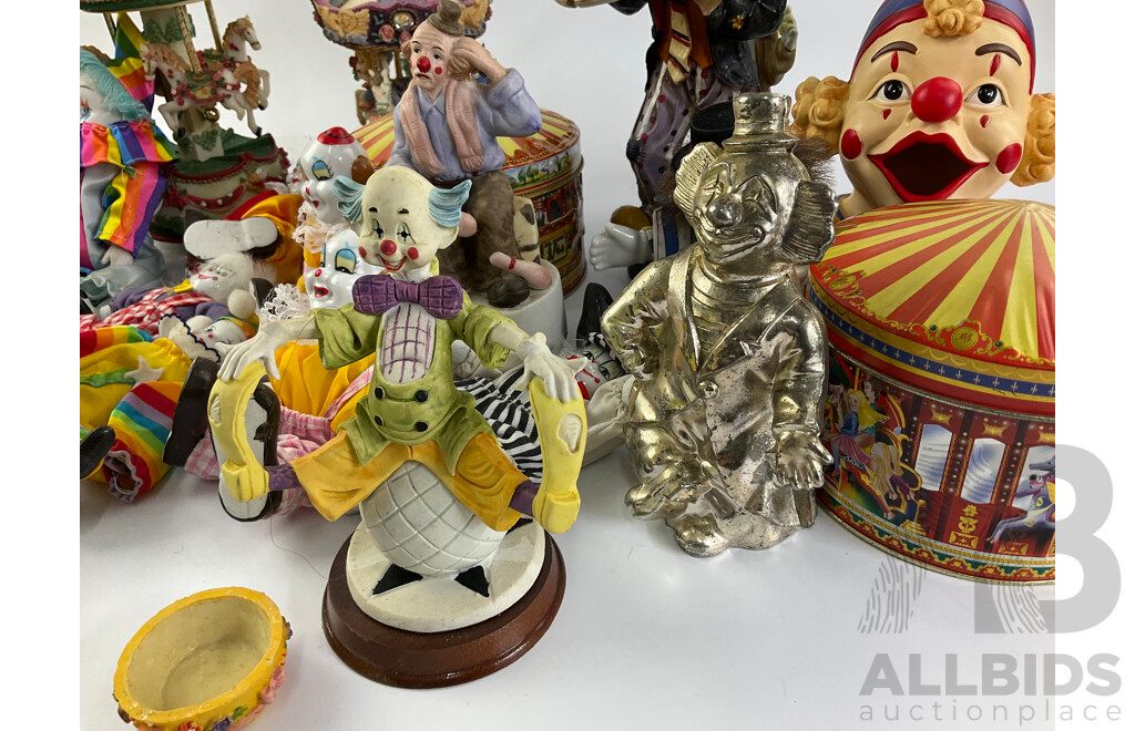 Collection of Ceramic Display Clowns and Carousels