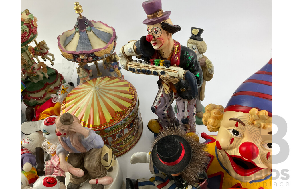 Collection of Ceramic Display Clowns and Carousels