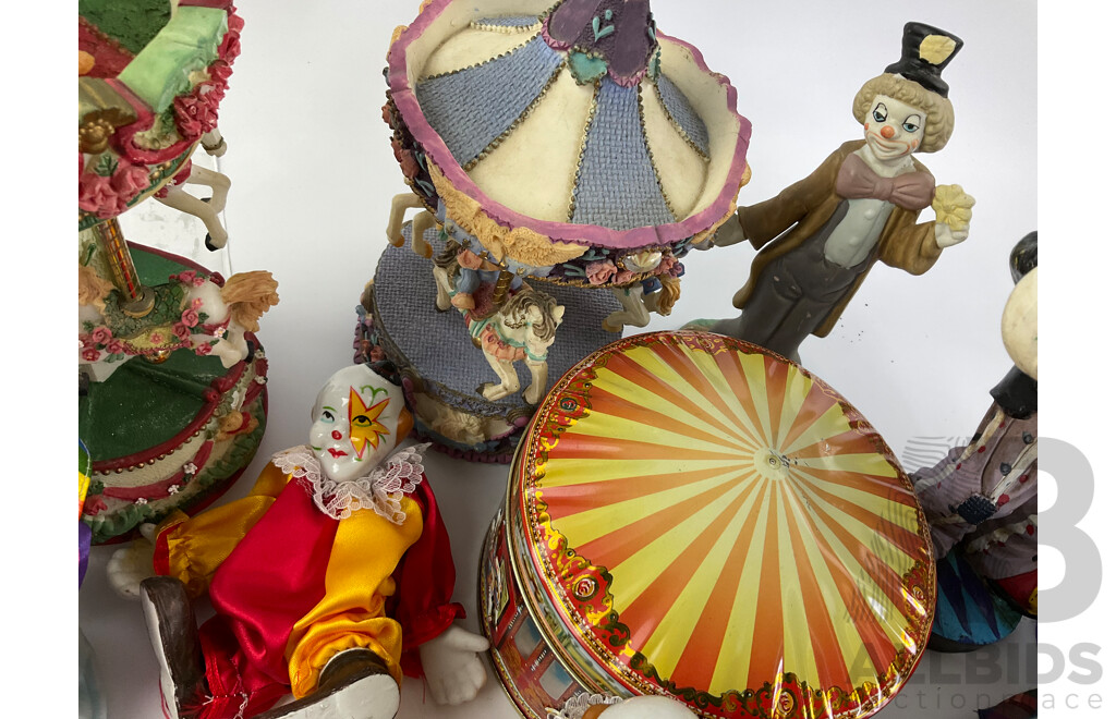 Collection of Ceramic Display Clowns and Carousels