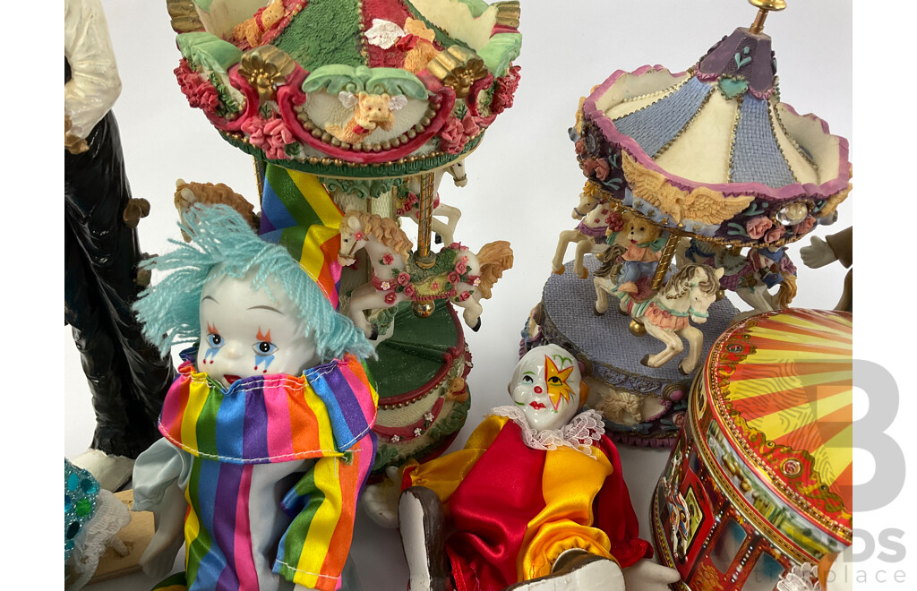 Collection of Ceramic Display Clowns and Carousels