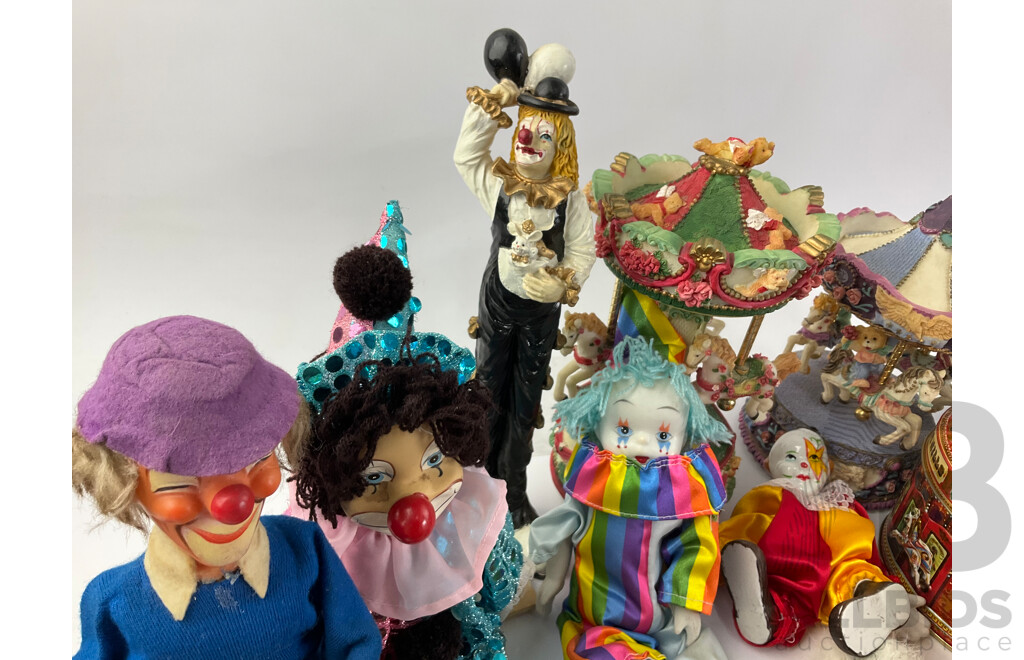 Collection of Ceramic Display Clowns and Carousels