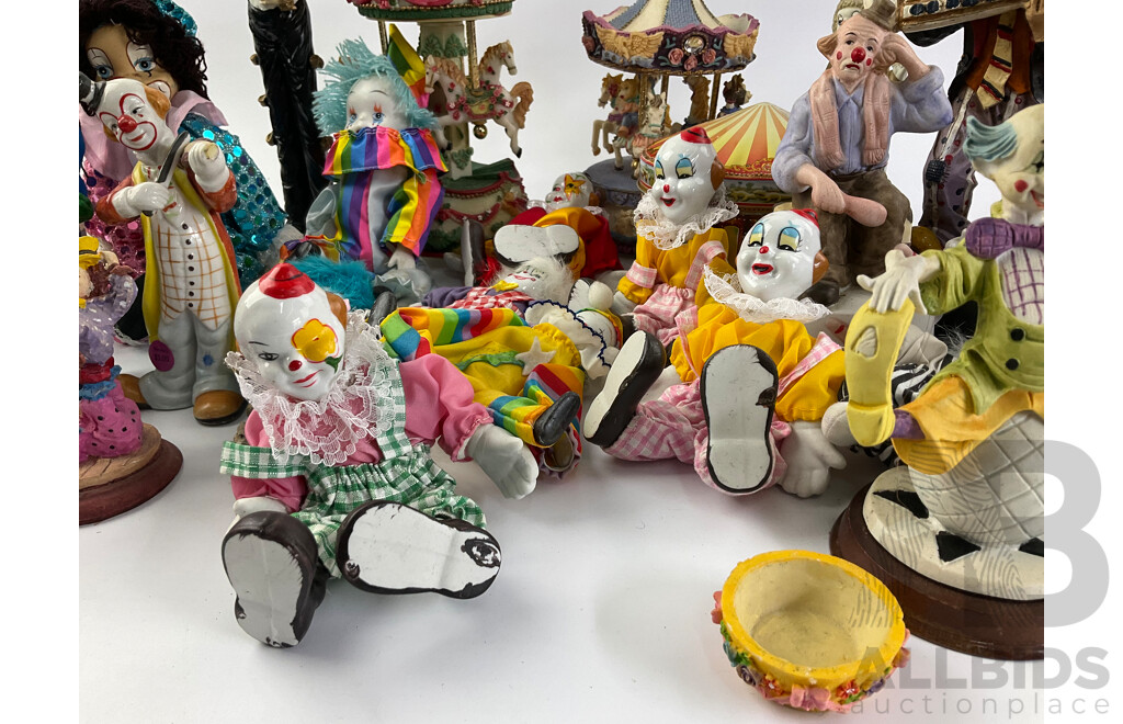 Collection of Ceramic Display Clowns and Carousels