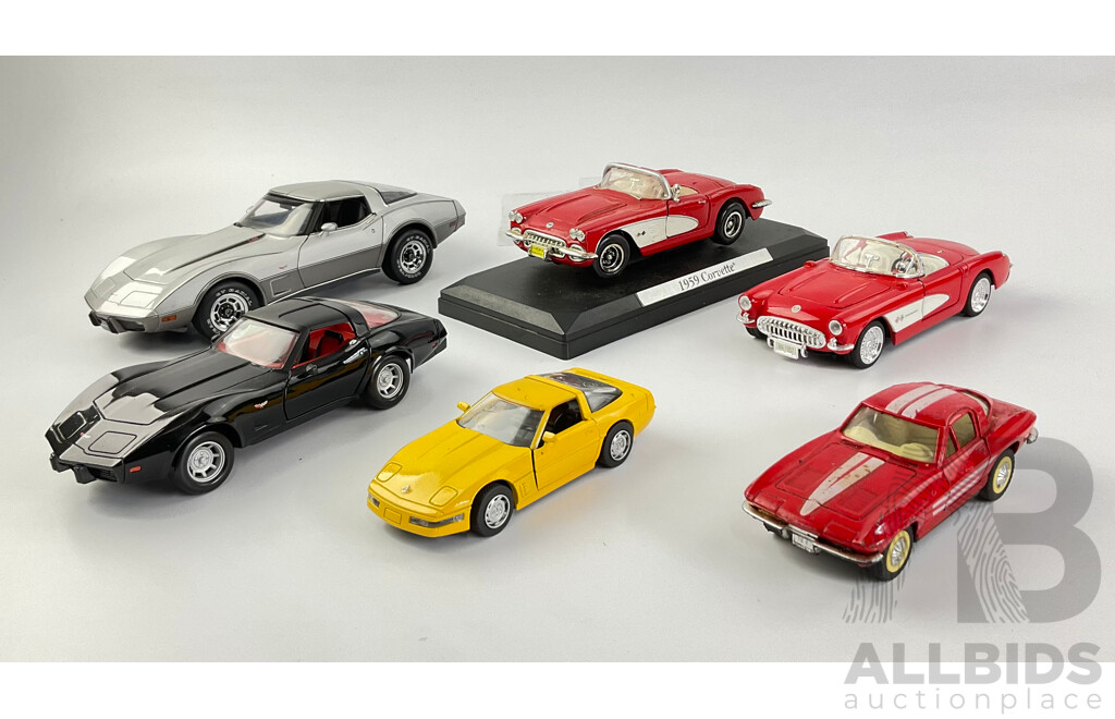 Collection of Diecast Corvettes Including Stingrays and Convertibles