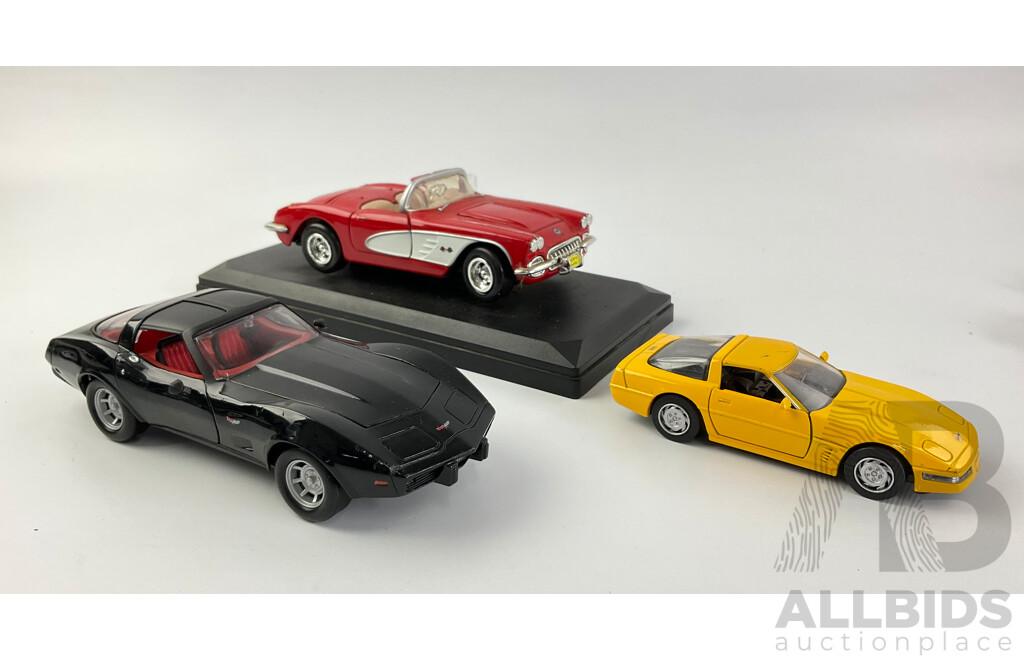 Collection of Diecast Corvettes Including Stingrays and Convertibles