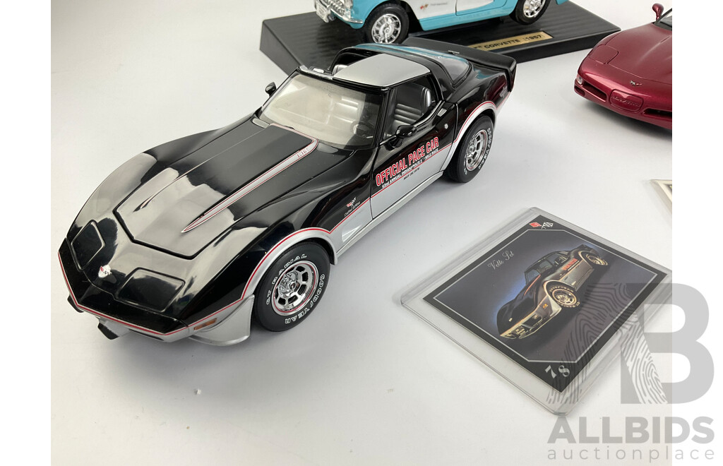 Collection of Diecast Corvettes, Including Battery Operated Steel Tec, 1950's to 1990's