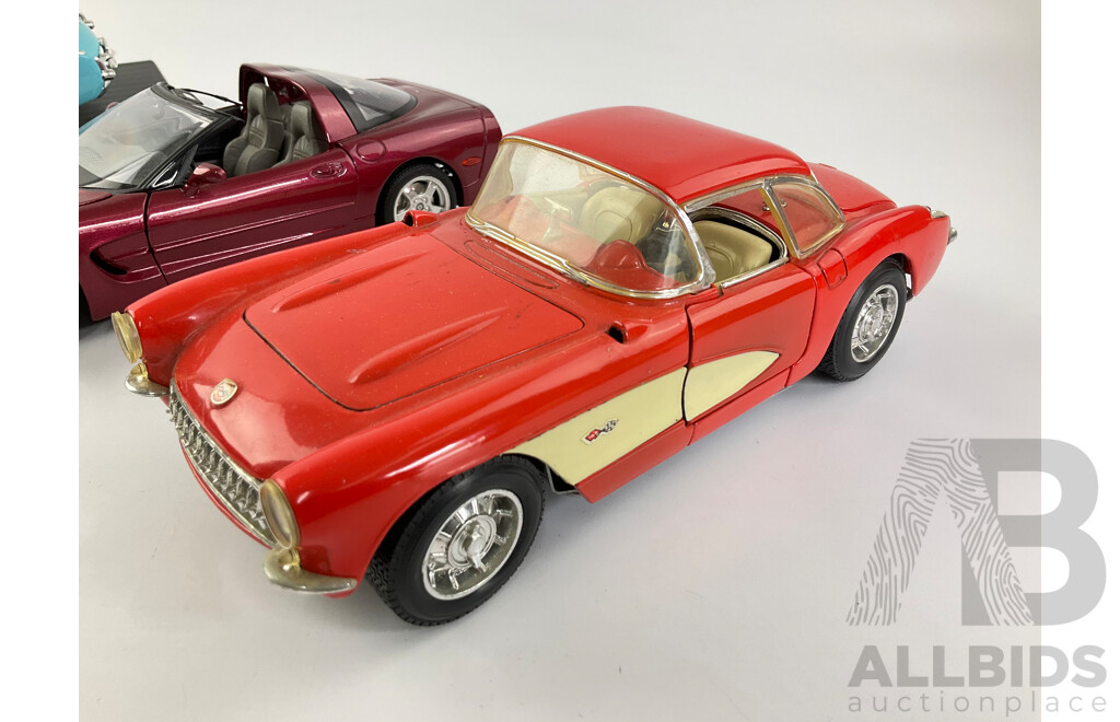 Collection of Diecast Corvettes, Including Battery Operated Steel Tec, 1950's to 1990's