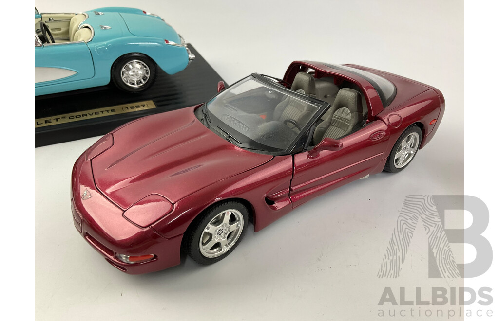 Collection of Diecast Corvettes, Including Battery Operated Steel Tec, 1950's to 1990's