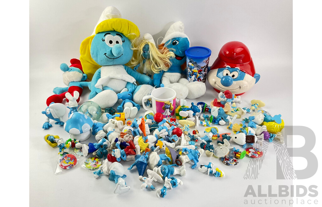 Collection of Smurf Plush Toys, Display Figures, Cups and Cookie Jar