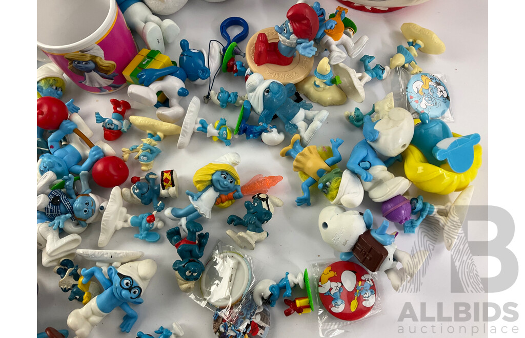 Collection of Smurf Plush Toys, Display Figures, Cups and Cookie Jar