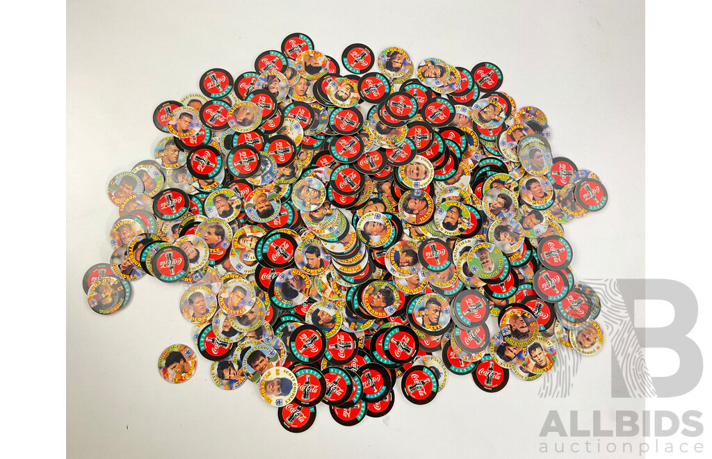 Large Collection of 1990's Coca Cola NRL Pogs/Tazos - Approximately 415 Grams