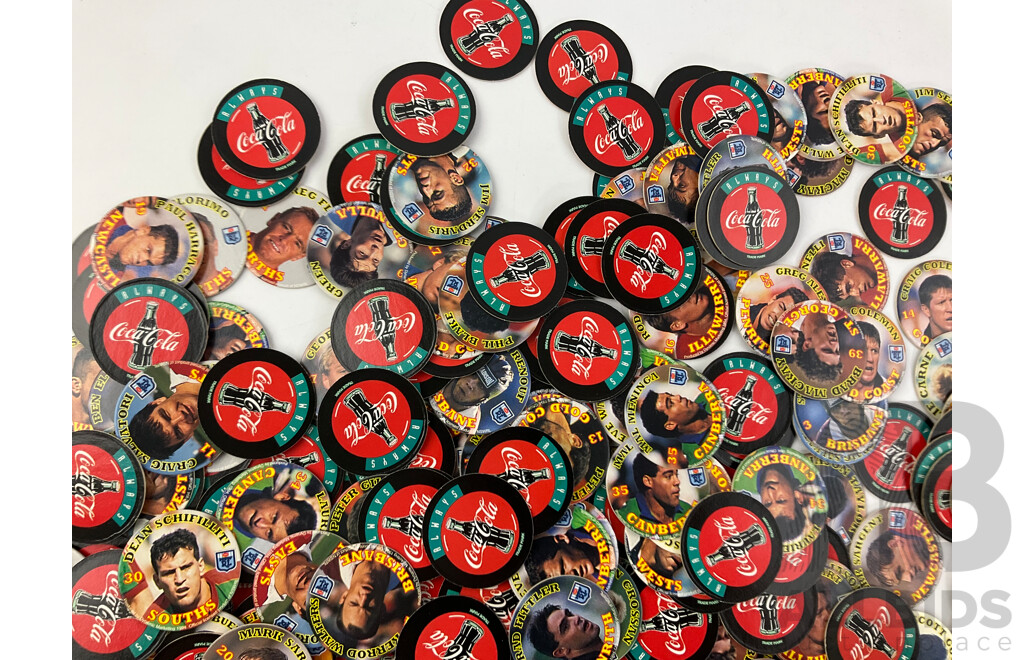 Large Collection of 1990's Coca Cola NRL Pogs/Tazos - Approximately 415 Grams