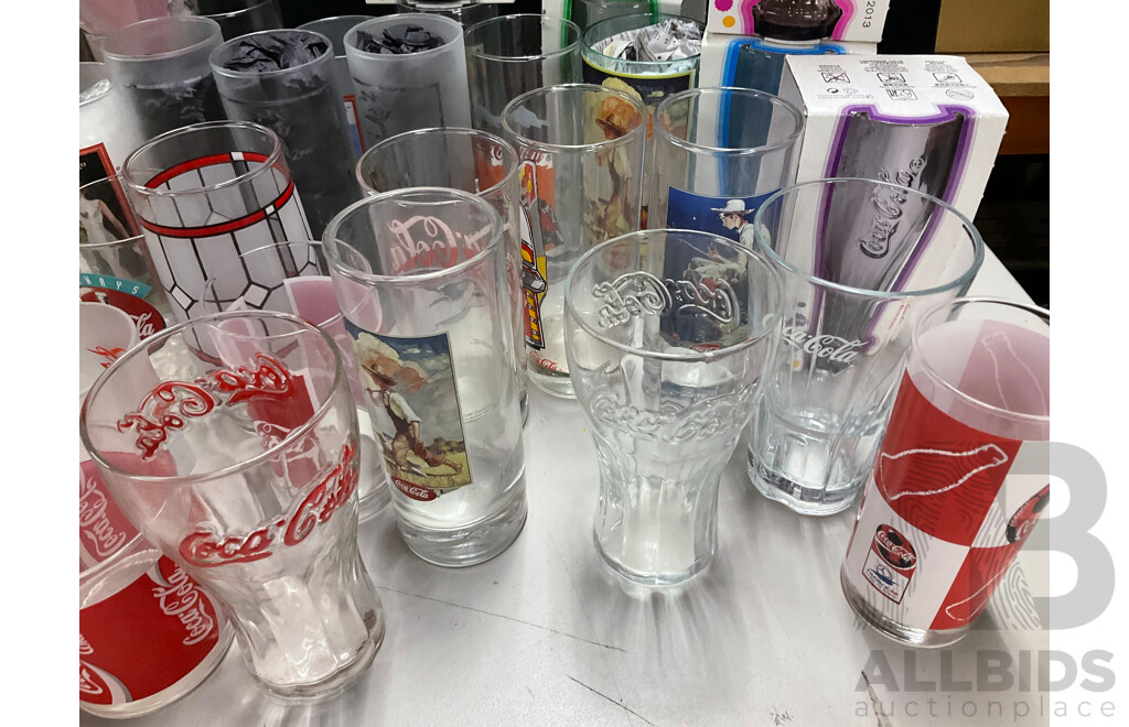 Collection of Coca Cola Cups, Mugs and Glasses Including Anodised, 1996 and 2000 Olympics