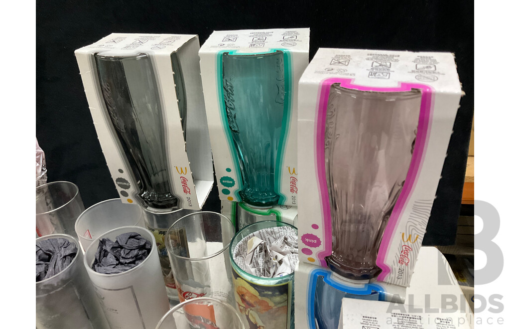 Collection of Coca Cola Cups, Mugs and Glasses Including Anodised, 1996 and 2000 Olympics