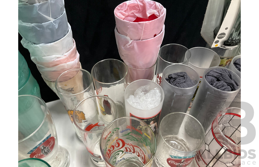 Collection of Coca Cola Cups, Mugs and Glasses Including Anodised, 1996 and 2000 Olympics