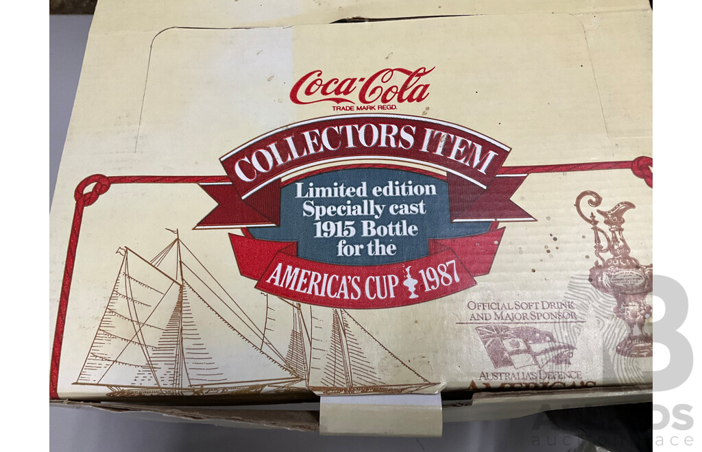 Collection of Vintage and Collectable Coke Bottles Including 1987 America's Cup