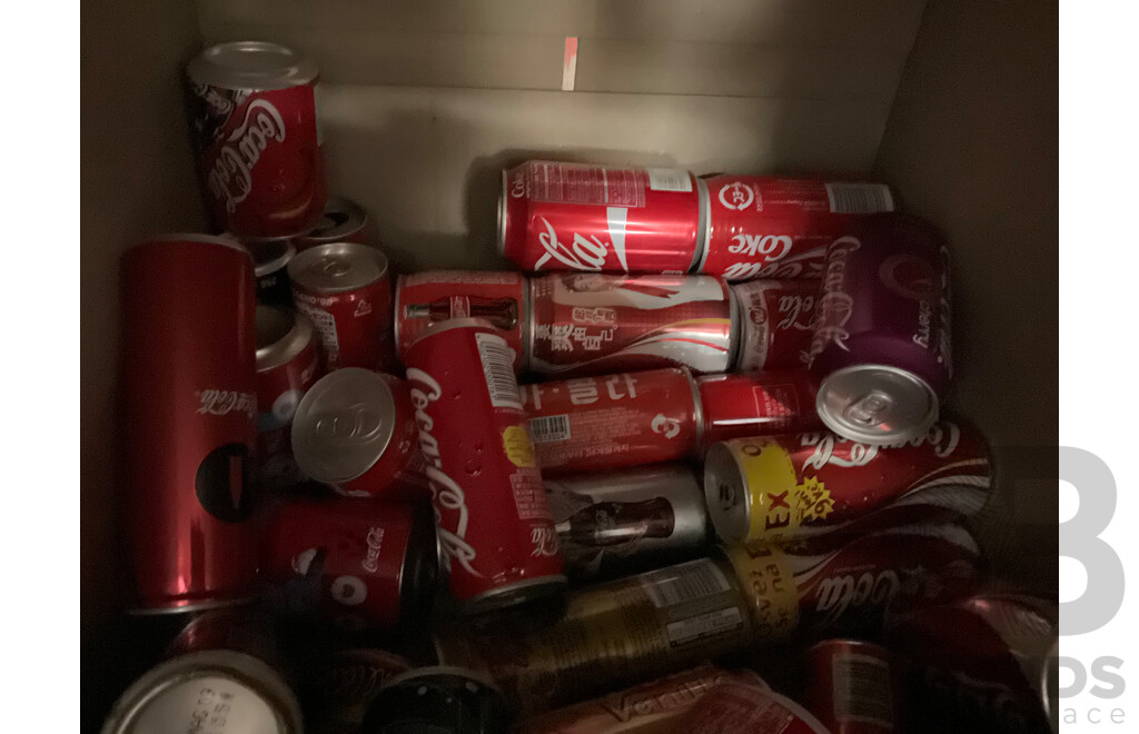 Collection of Vintage Commemorative and Collectable Coca Cola Cans Including Scatman John, Lineage 4, Athens 2004 Plush Bear in Can, 500ml Steel Can and More