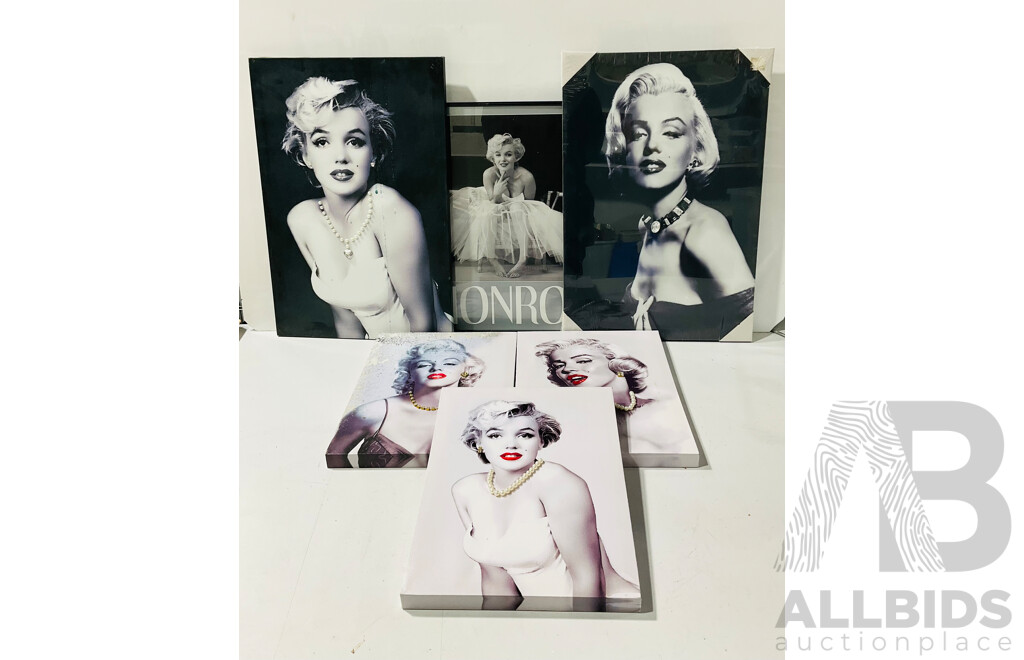 Collection of Marilyn Monroe Memorabilia Including Canvas Prints with Applied Jewellery