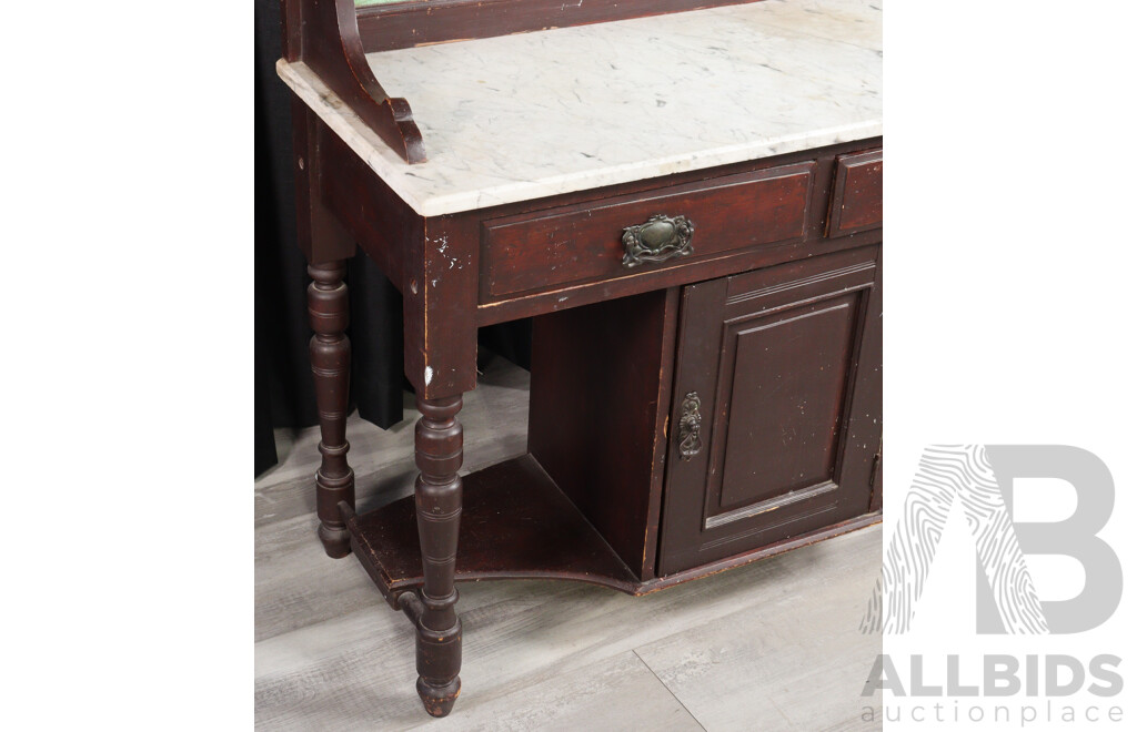 Art Nouveau Marble Top Single Door Wash Stand