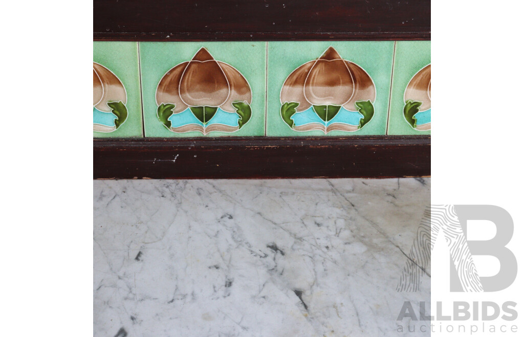 Art Nouveau Marble Top Single Door Wash Stand
