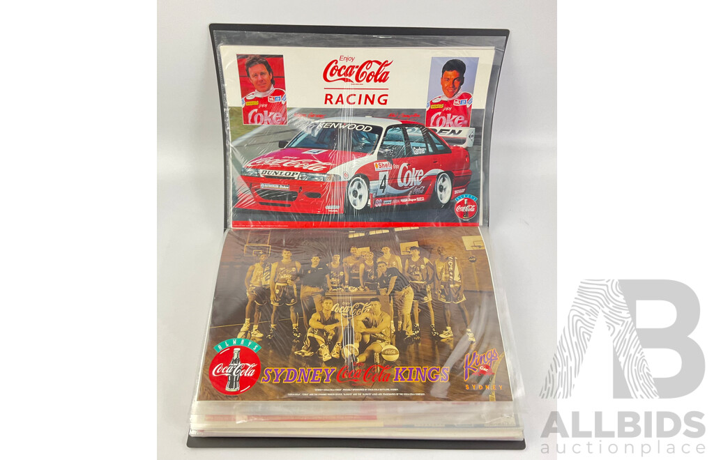 Album of Coca Cola Sporting Advertisements, Place Mats, Matchbox Brochures, Retail Signs and More