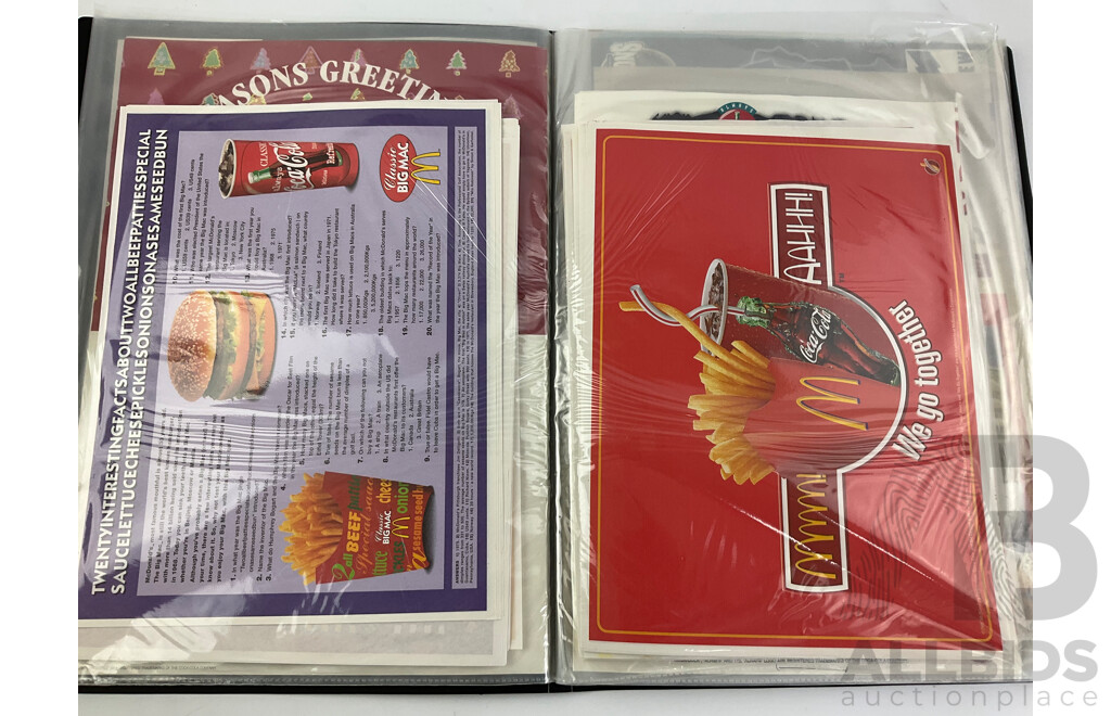 Album of Coca Cola Sporting Advertisements, Place Mats, Matchbox Brochures, Retail Signs and More