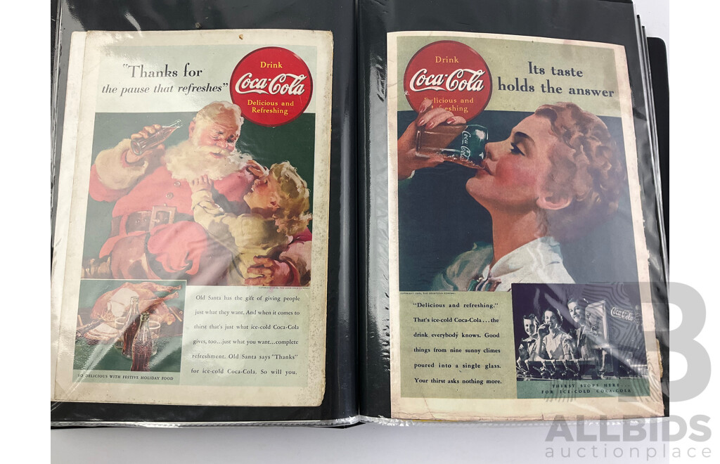 Album of National Geographic Coca Cola Advertisment Clippings 1933-1970's