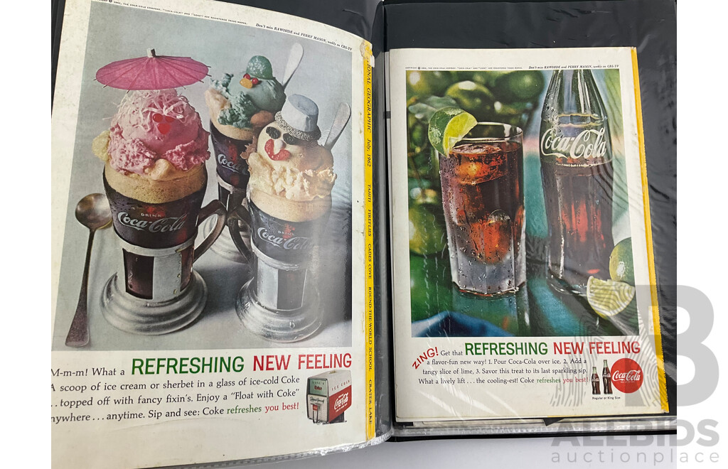 Album of National Geographic Coca Cola Advertisment Clippings 1933-1970's