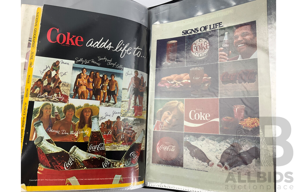 Album of National Geographic Coca Cola Advertisment Clippings 1933-1970's