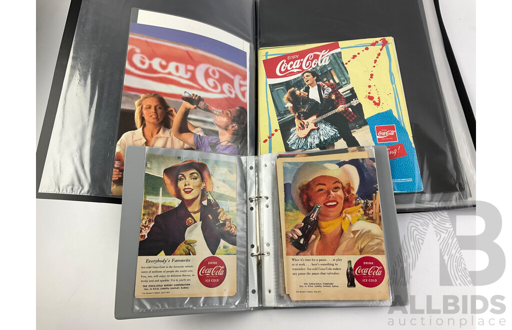 Album of Coke Cola Advertisment Clippings 1950's 80's and 90's