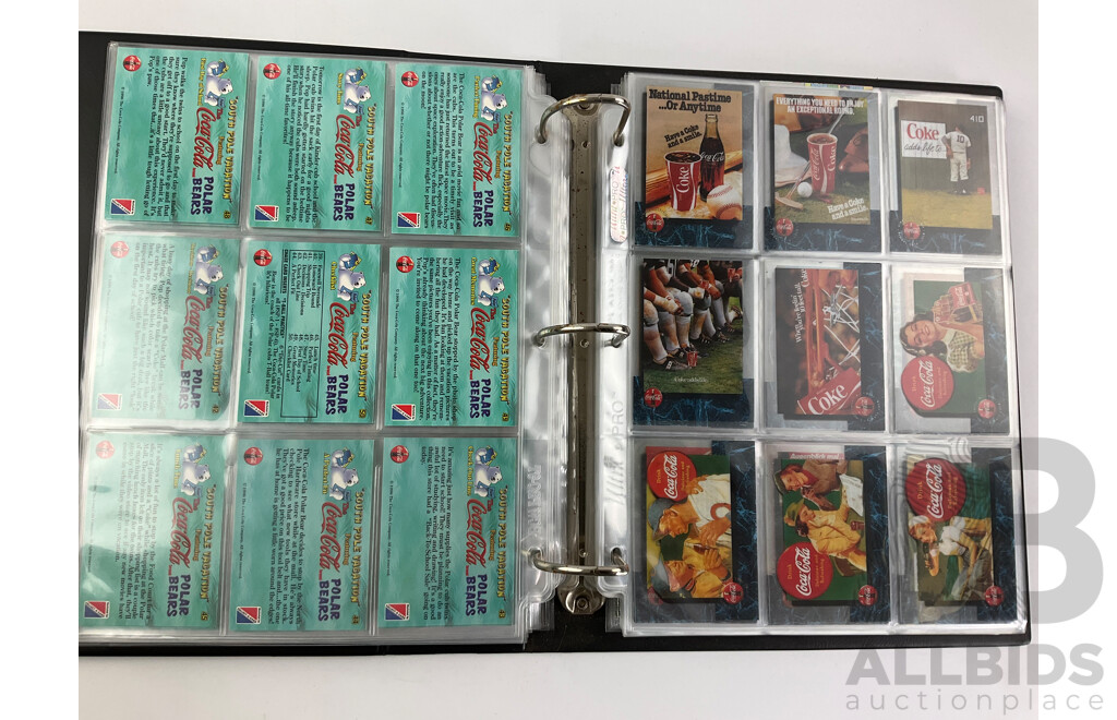 Album of Coke Cola Collector Card Sets Including ''Coke.Cap'' 1-50, Sign of Good Taste 1996, 1-72, Polar Bears 1-50, NRL Pog 1-40, Classic Kangaroos 1-18