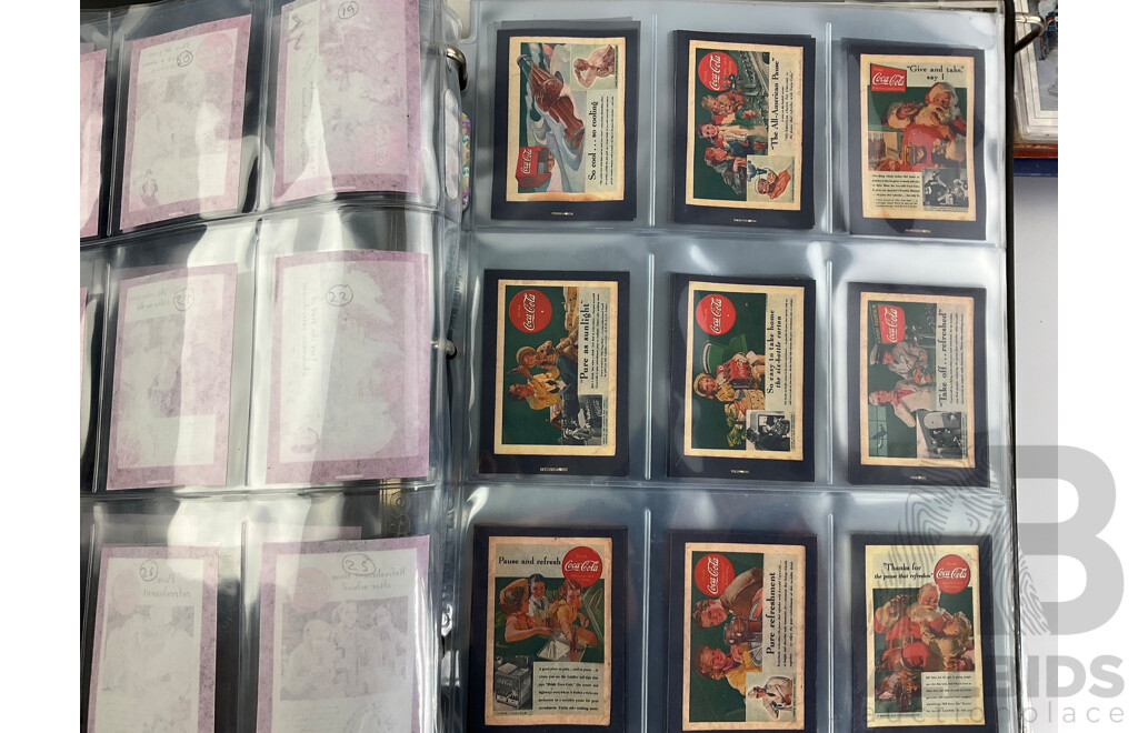 Album of Coke Cola Collector Cards Including Series 2, 4, Advertising Material With, Olivia II, Phantom, Futera Hot Surf, 30 Years of Magic