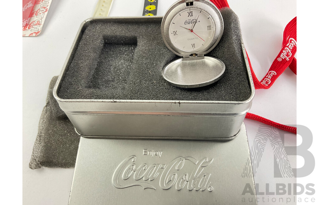 Collection of Coca Cola Watches, Pocket Knife and Key Ring