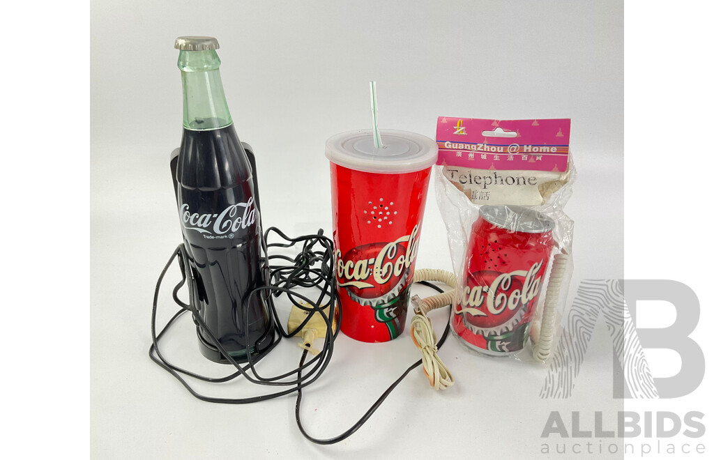 Vintage Coca Cola Telephones Including Can, Cup and Bottle