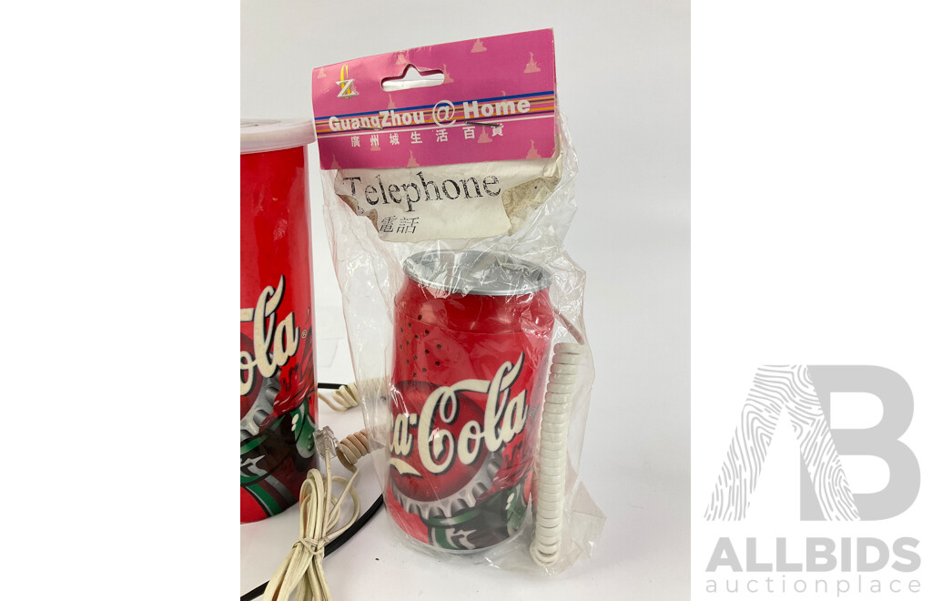 Vintage Coca Cola Telephones Including Can, Cup and Bottle