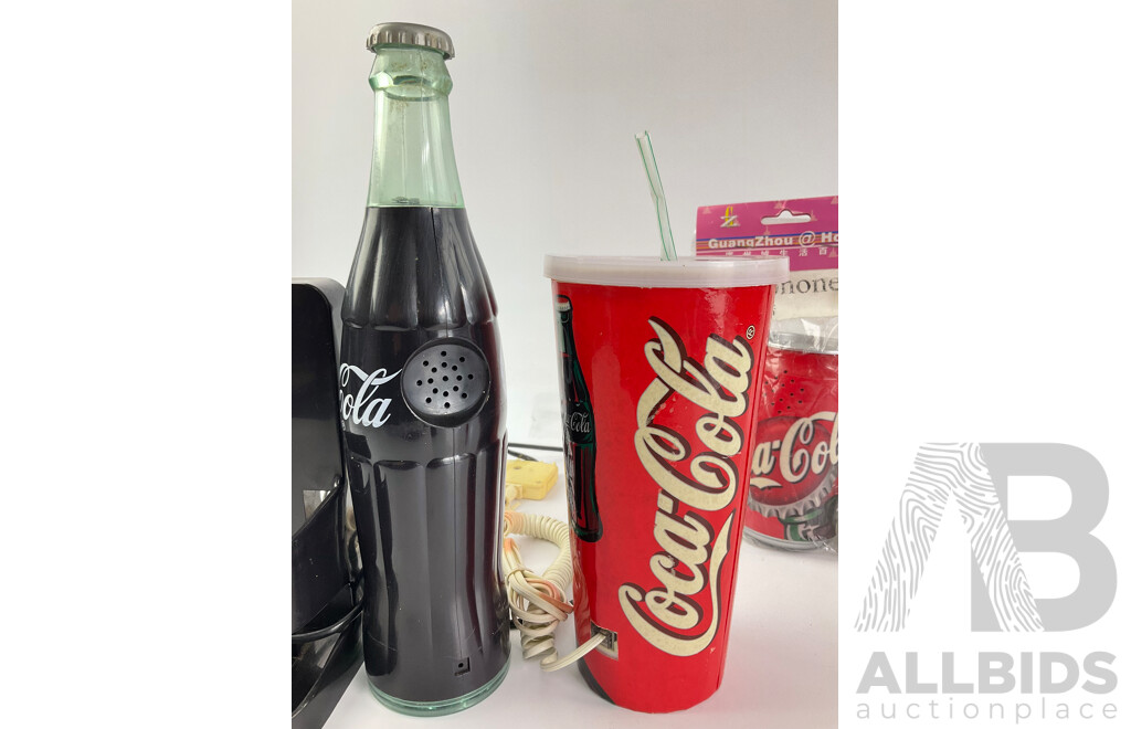 Vintage Coca Cola Telephones Including Can, Cup and Bottle