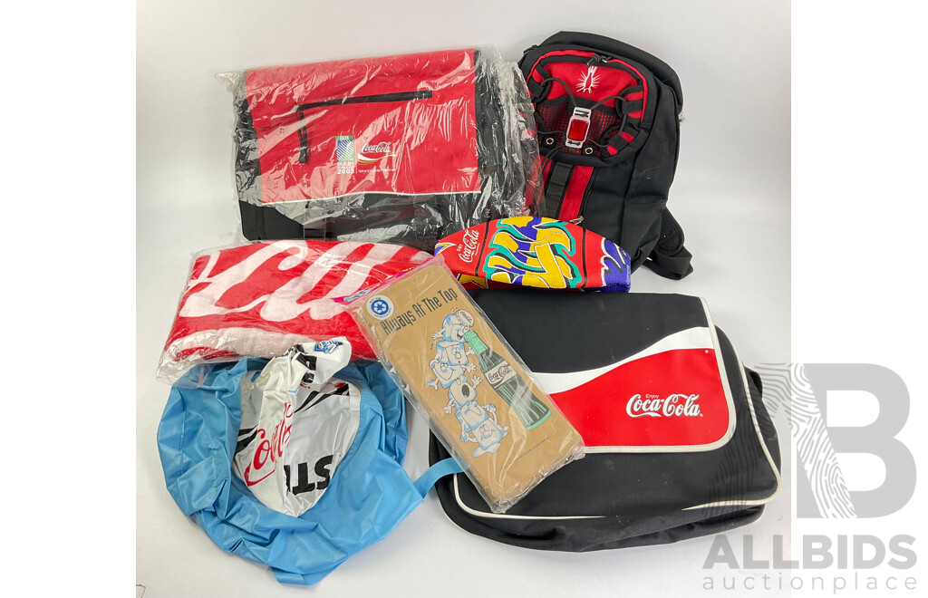 Coca Cola Bags Including 2003 World Cup, Beach Towel, Basketball and Lunch Bags