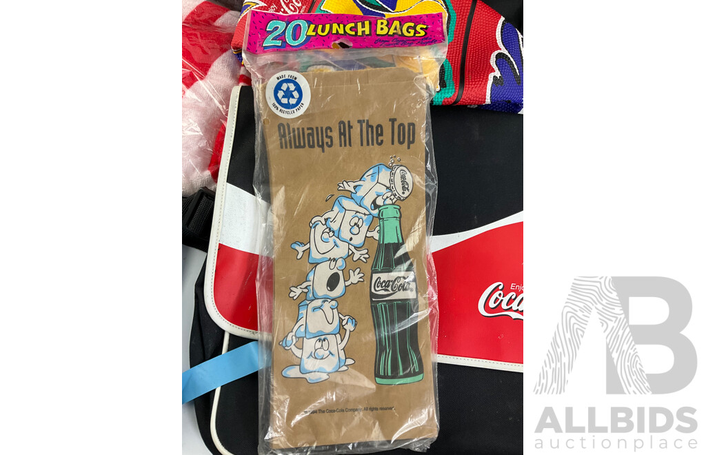 Coca Cola Bags Including 2003 World Cup, Beach Towel, Basketball and Lunch Bags