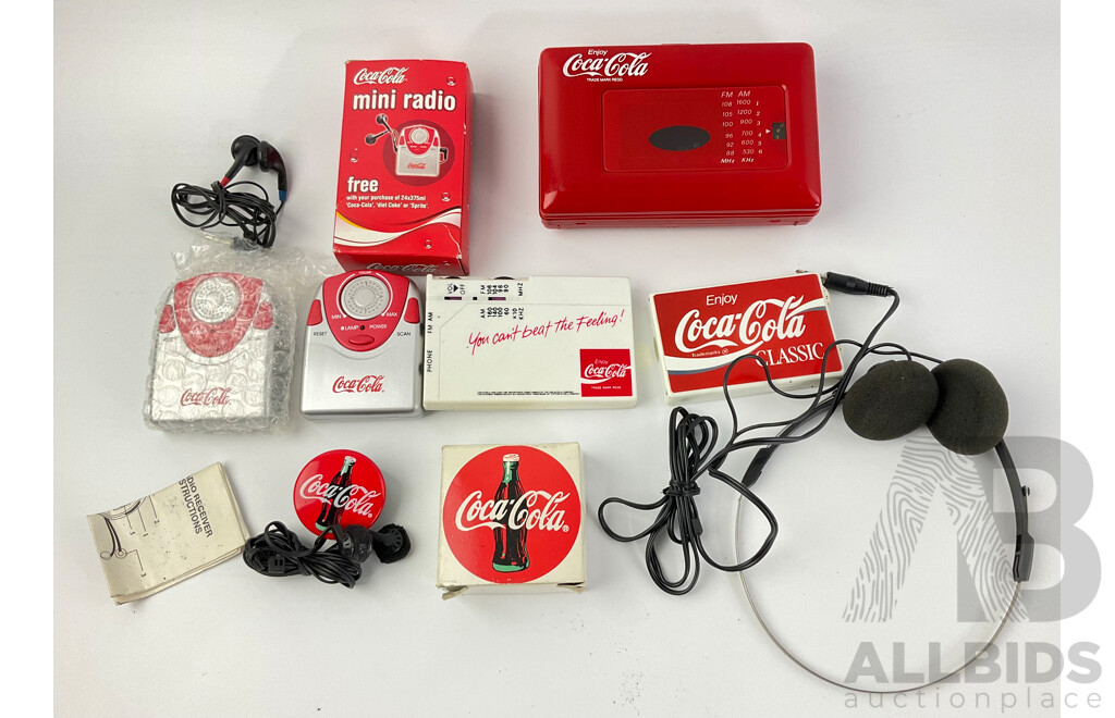 Vintage Coca Cola Cassette Walkman and Pocket Radios