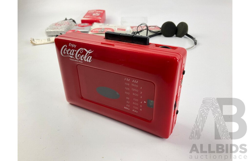 Vintage Coca Cola Cassette Walkman and Pocket Radios