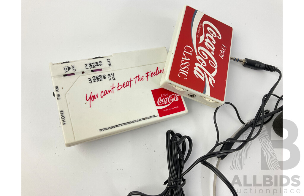 Vintage Coca Cola Cassette Walkman and Pocket Radios