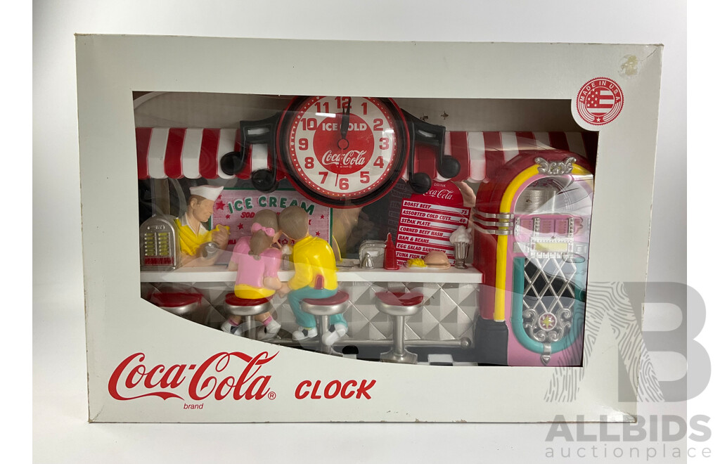 Vintage Boxed Milk Bar Form Coca-Cola Wall Clock, Circa 1993