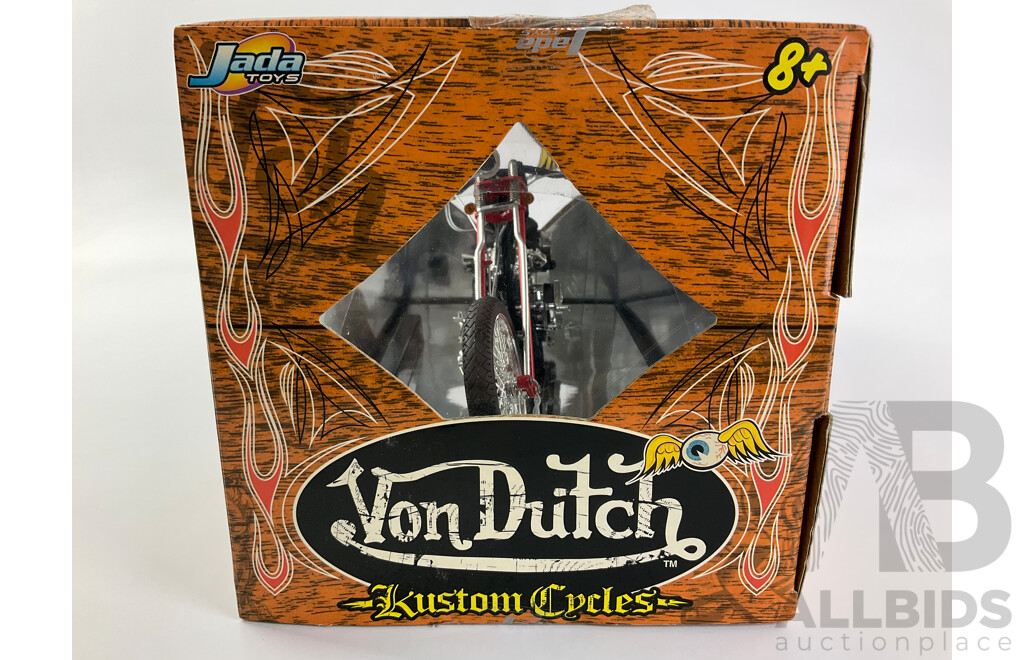 Jada Toys Diecast Von Dutch Kustom Cycles, Cruel World, 1:10 Scale