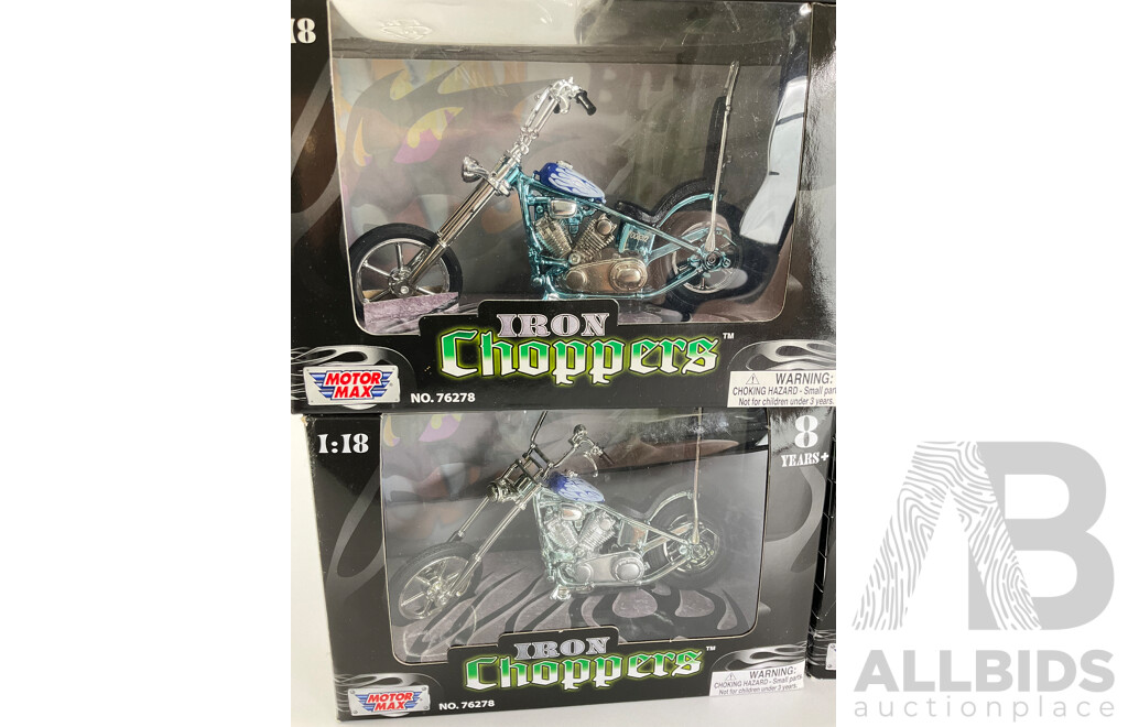 Five Motor Max Diecast Choppers, 1:18 Scale with Movie Star Cup ''A Few Dollars More''