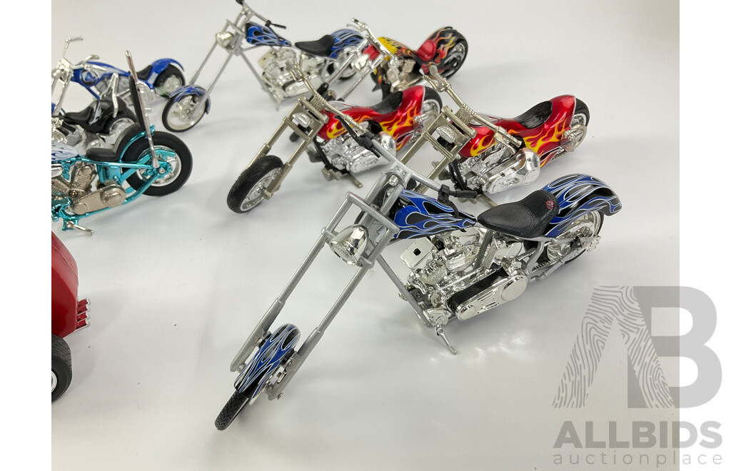 Collection of Model Choppers Including Desk Top Clocks and Money Box Examples