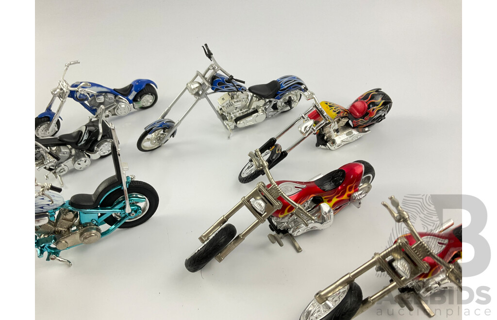 Collection of Model Choppers Including Desk Top Clocks and Money Box Examples