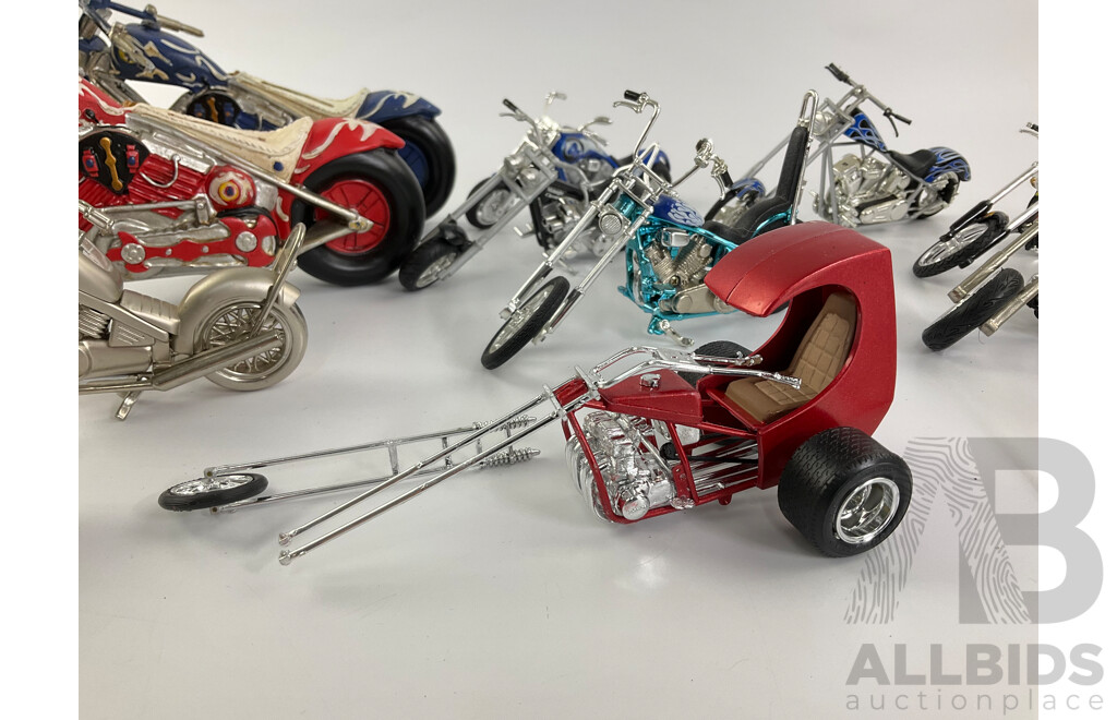 Collection of Model Choppers Including Desk Top Clocks and Money Box Examples