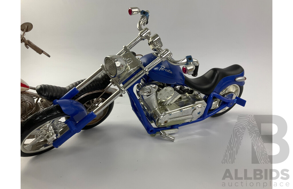 Collection of Diecast and Plastic Custom Choppers Including Captain America