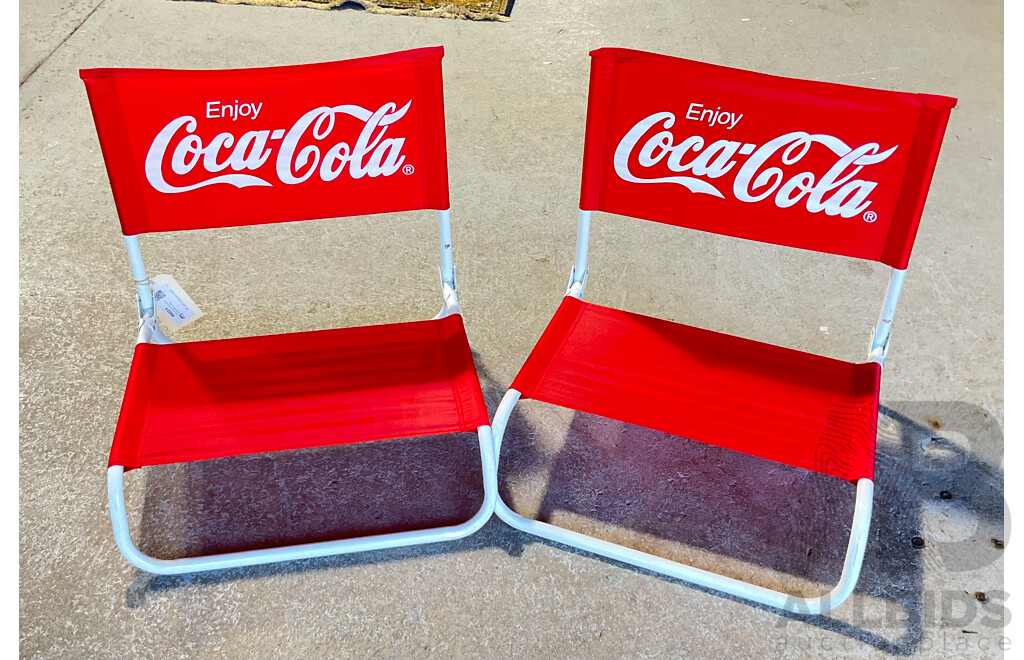 Pair of Modern Coca-Cola Folding Beach Chairs